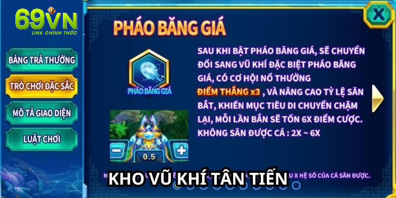 Kho vũ khí trong game bắn cá long vương cực tân tiến